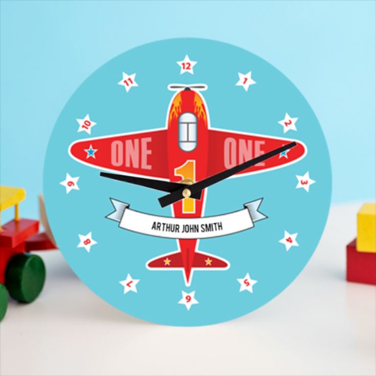 Personalised Childrens Aeroplane Clock product image