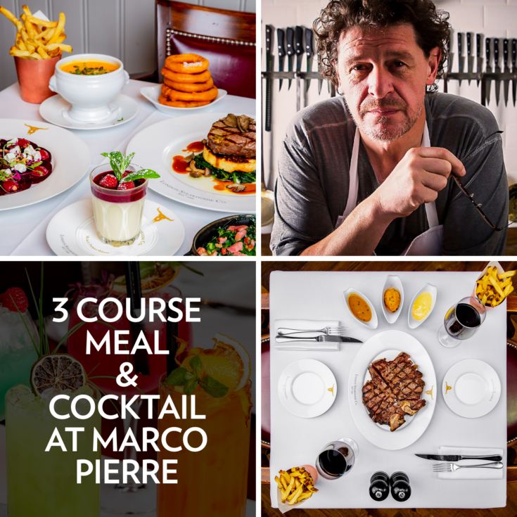 3 Course Meal & Cocktail at Marco Pierre White's London Steakhouse Co product image