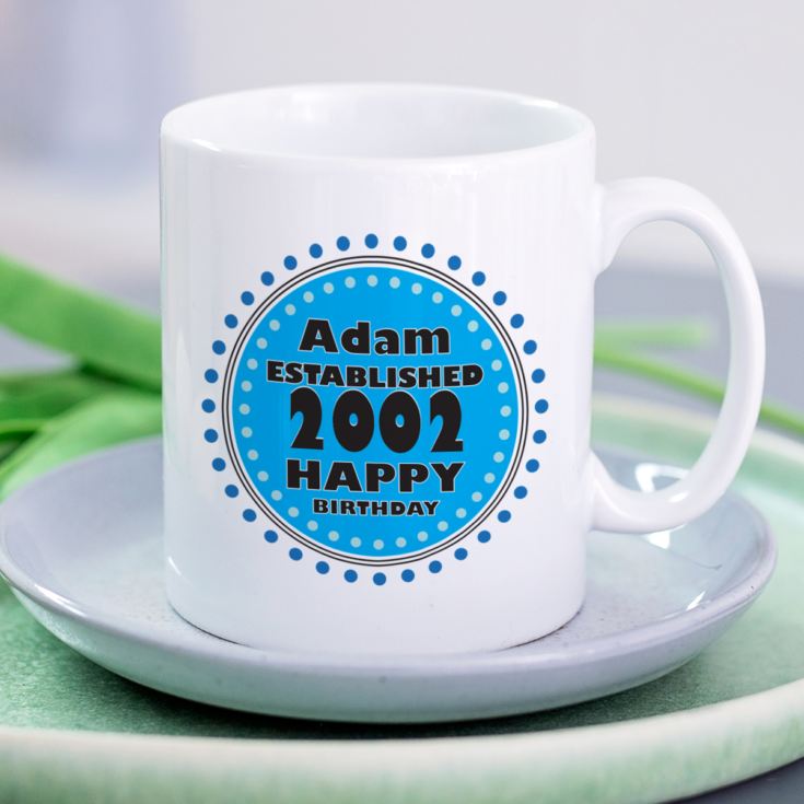 Established in... Personalised 18th Birthday Mug Blue product image