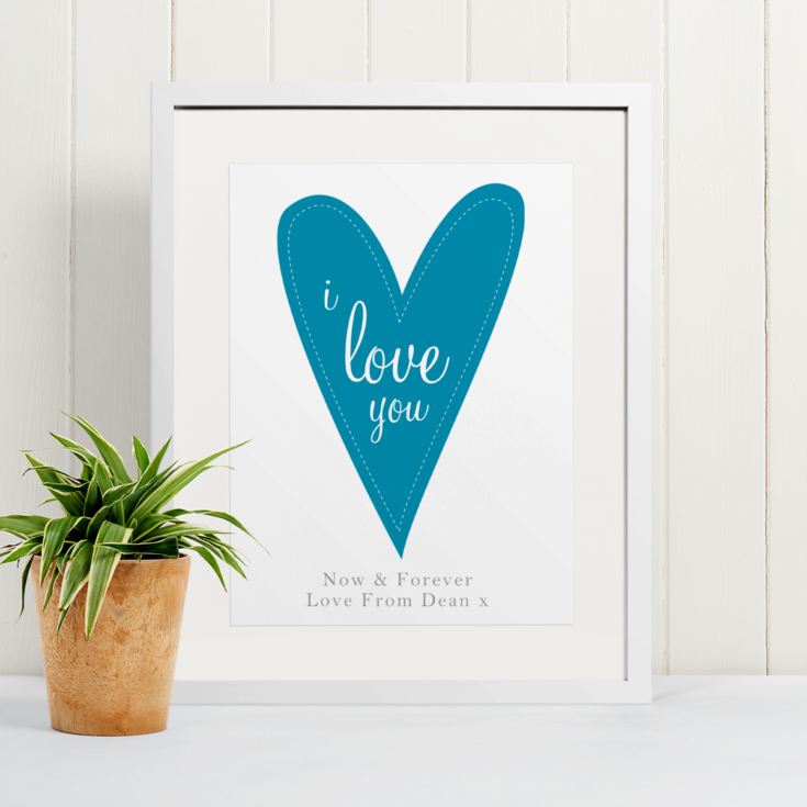 I Love You Personalised Framed Print - Blue product image