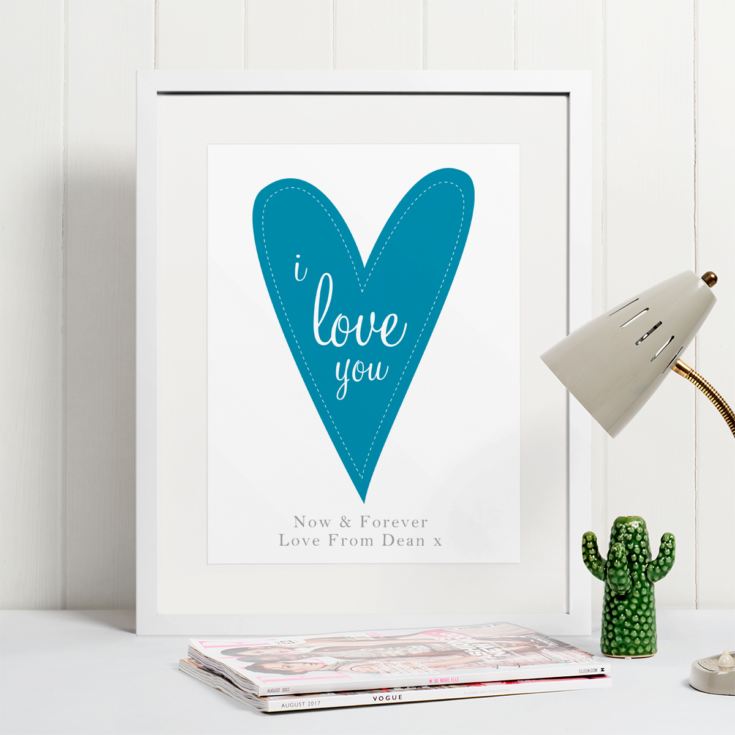 I Love You Personalised Framed Print - Blue product image