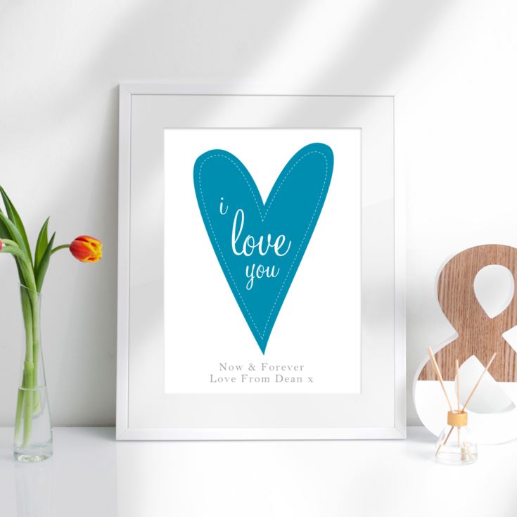 I Love You Personalised Framed Print - Blue product image