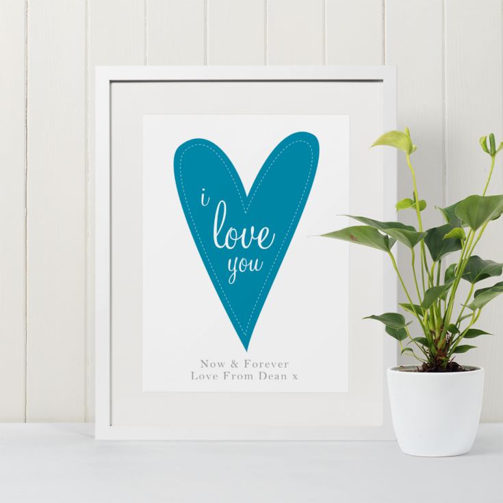 I Love You Personalised Framed Print - Blue product image