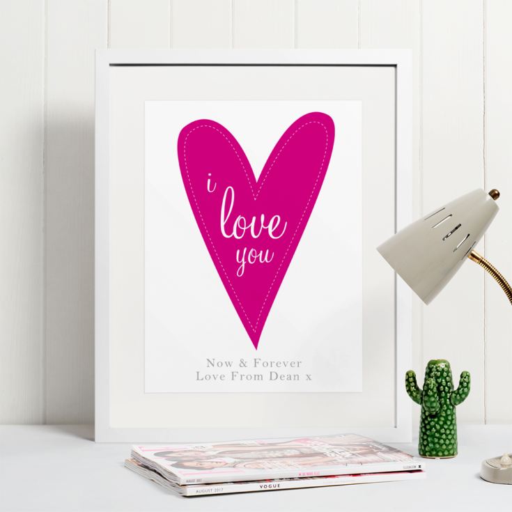 I Love You Personalised Framed Print - Pink product image