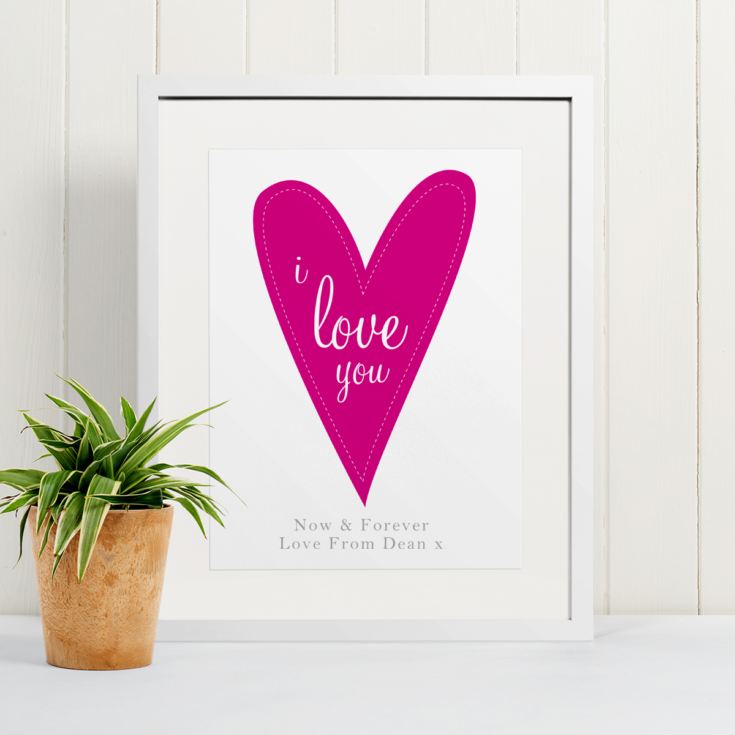 I Love You Personalised Framed Print - Pink product image