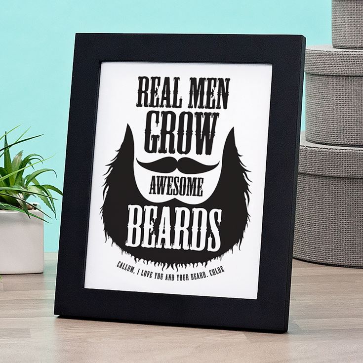 Personalised Real Men Grow Awesome Beards Framed Print product image