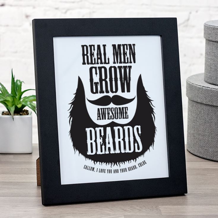 Personalised Real Men Grow Awesome Beards Framed Print product image