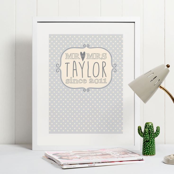 Mr & Mrs Polka Dot Personalised Print product image