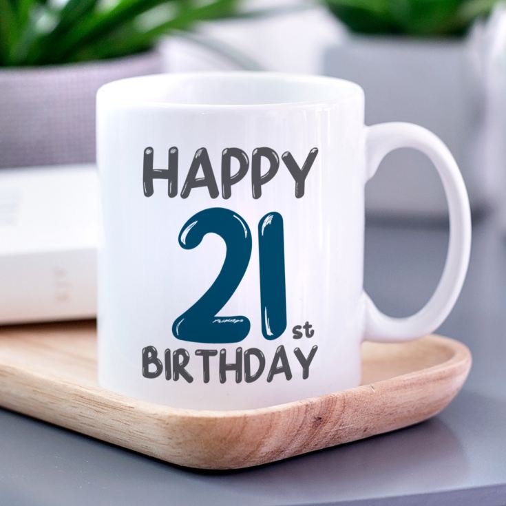 Personalised 21st Birthday Mug Blue product image