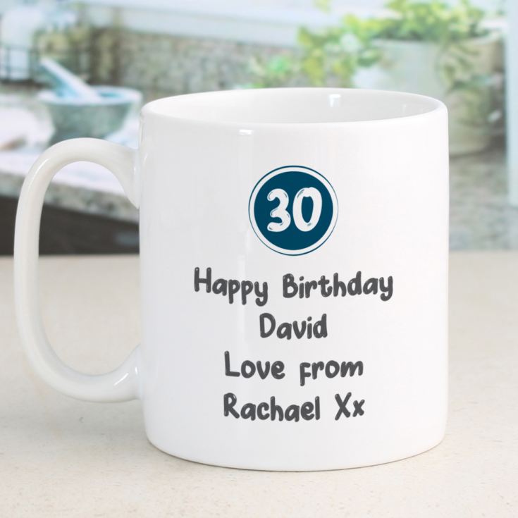 Personalised 30th Birthday Mug Blue product image