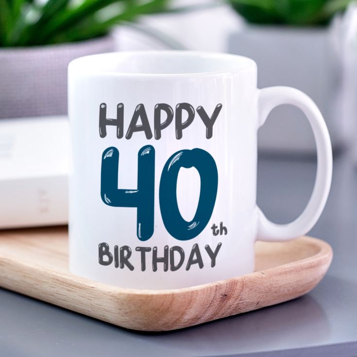 Personalised 40th Birthday Mug Blue product image