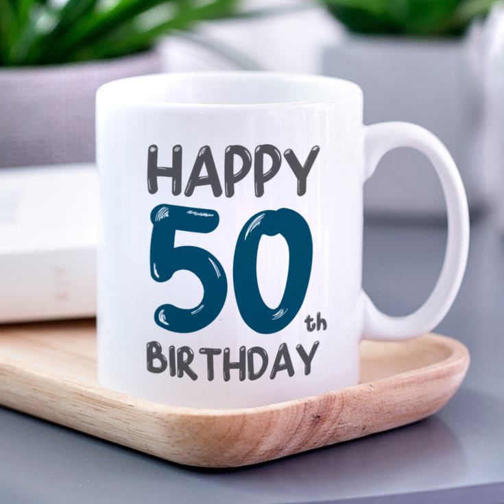 Personalised 50th Birthday Mug Blue product image