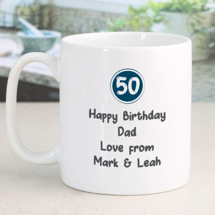 Personalised 50th Birthday Mug Blue product image