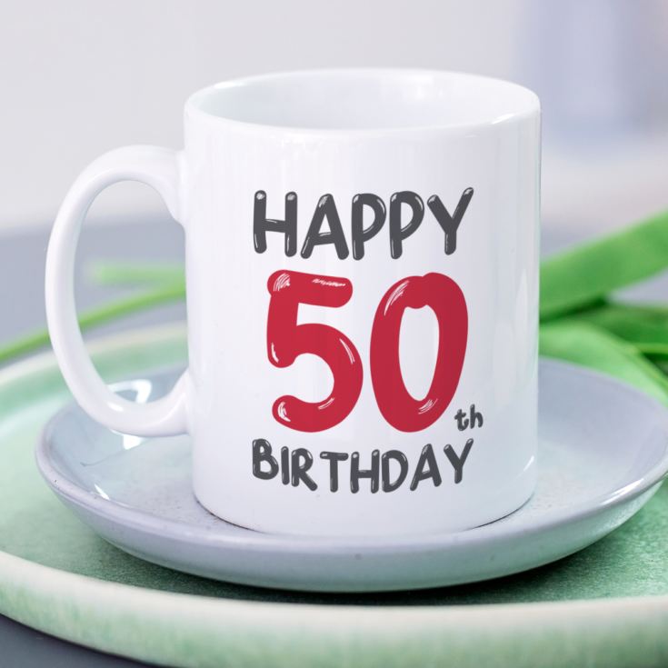 Personalised 50th Birthday Mug Red product image