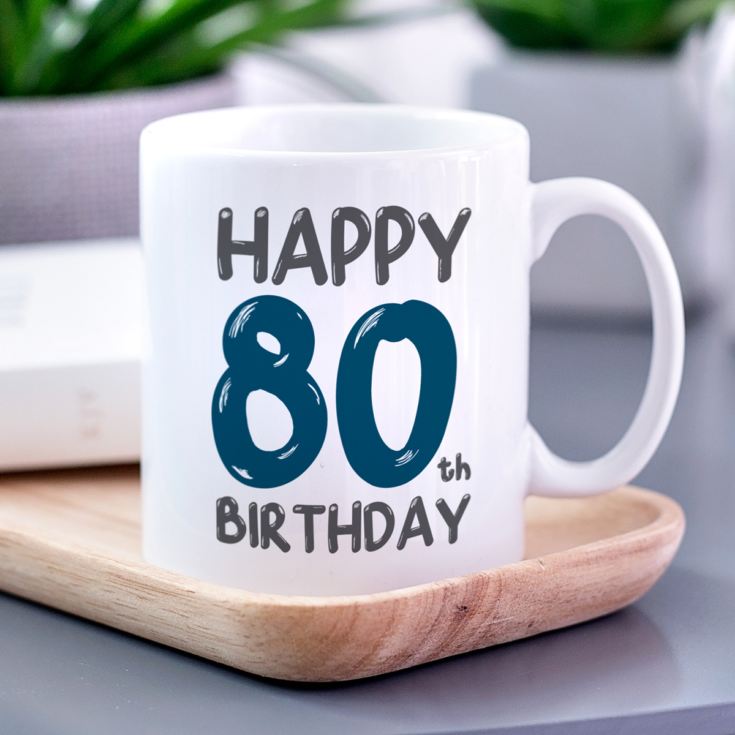 Personalised 80th Birthday Mug Blue product image