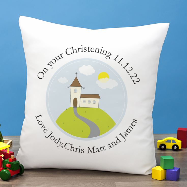 Personalised Boys Christening Cushion product image