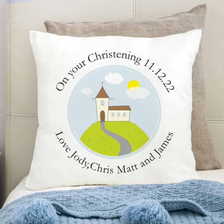 Personalised Boys Christening Cushion product image