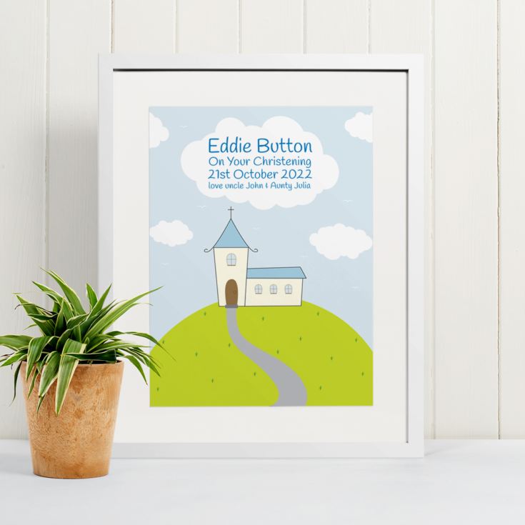 Personalised Boys Christening Framed Print product image