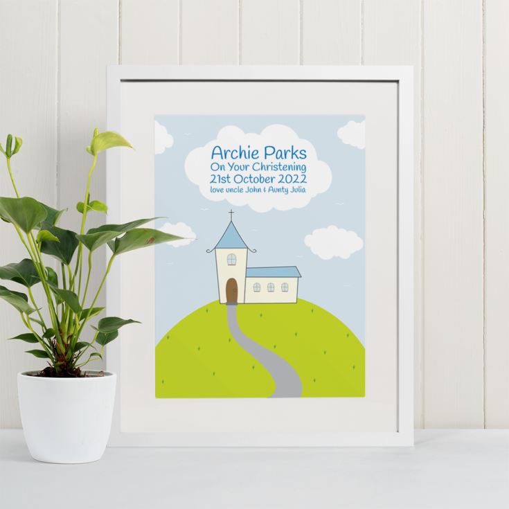 Personalised Boys Christening Framed Print product image