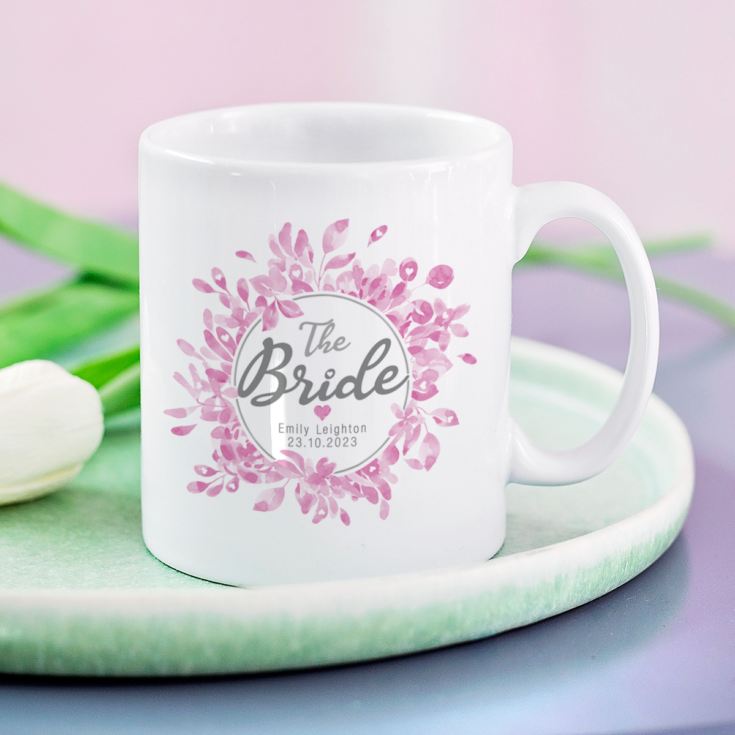 Personalised Bride Floral Wreath Mug product image
