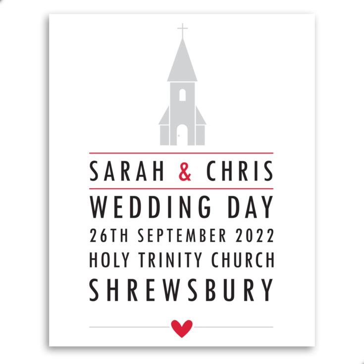 Personalised Church Style Wedding Framed Print product image