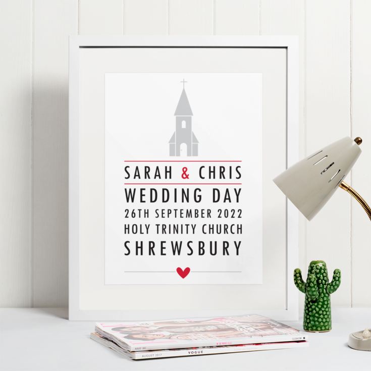 Personalised Church Style Wedding Framed Print product image