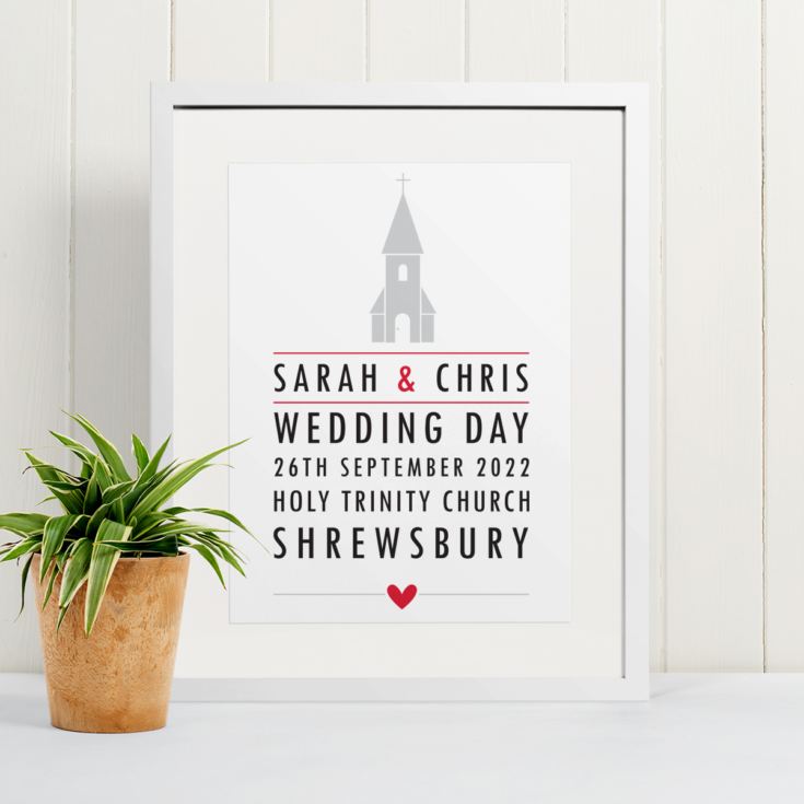 Personalised Church Style Wedding Framed Print product image