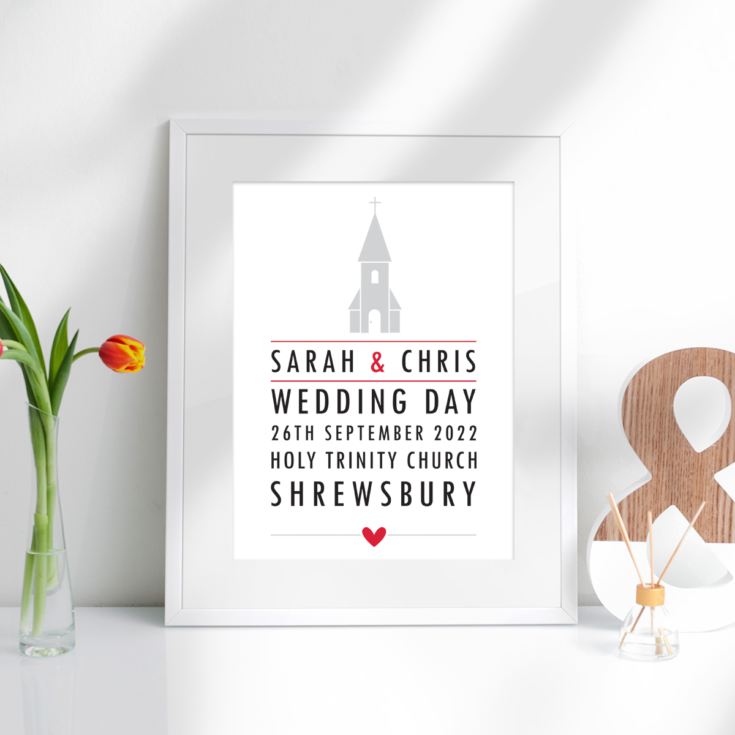 Personalised Church Style Wedding Framed Print product image