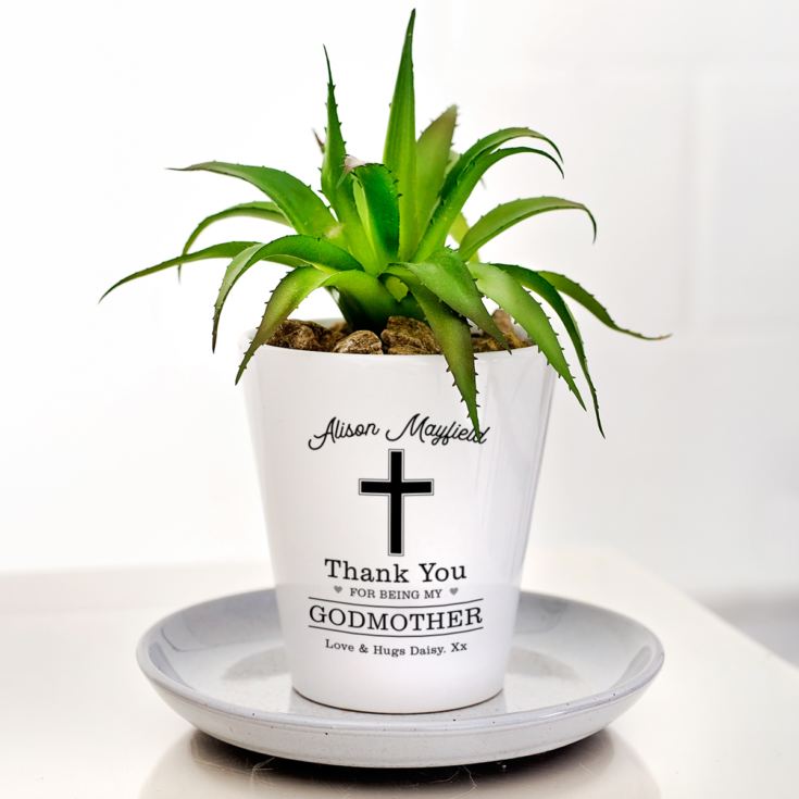 GODPARENTS Gift Personalised ANY NAMES Plant Pot Godmother Godfather Christening 