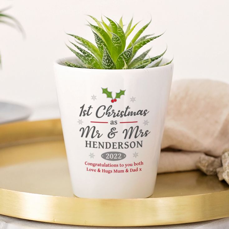 Personalised Mr & Mrs First Christmas Plant Pot product image