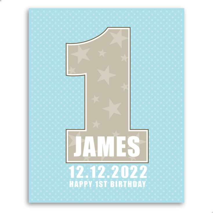 Personalised Boys First Birthday Framed Print product image
