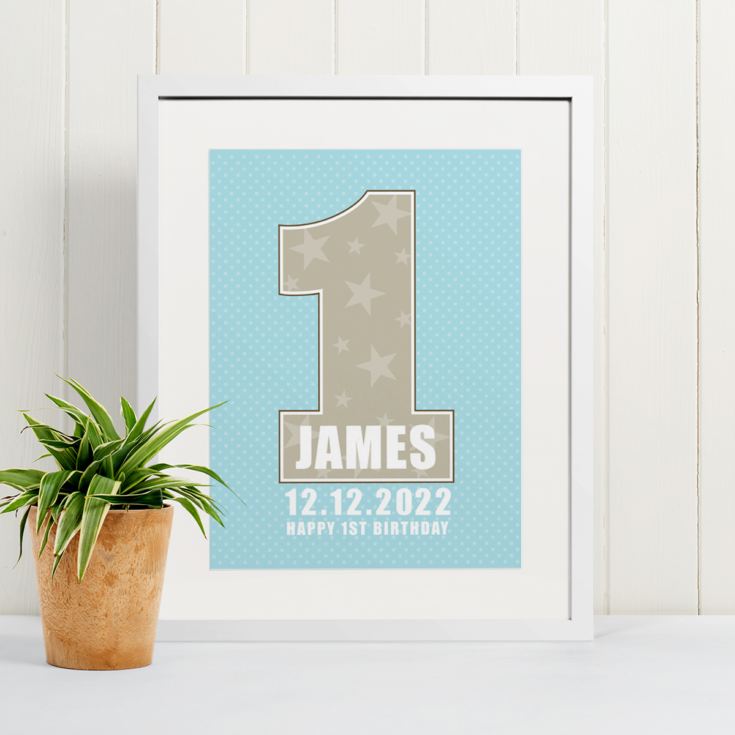 Personalised Boys First Birthday Framed Print product image