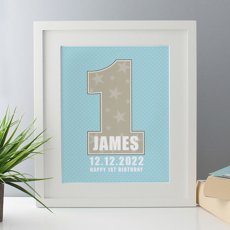 Personalised Boys First Birthday Framed Print product image