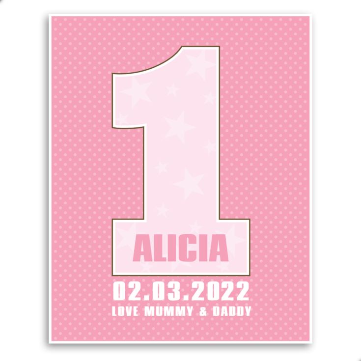 Personalised Girls First Birthday Framed Print product image