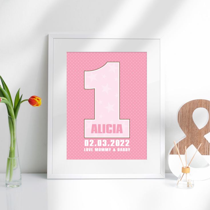 Personalised Girls First Birthday Framed Print product image