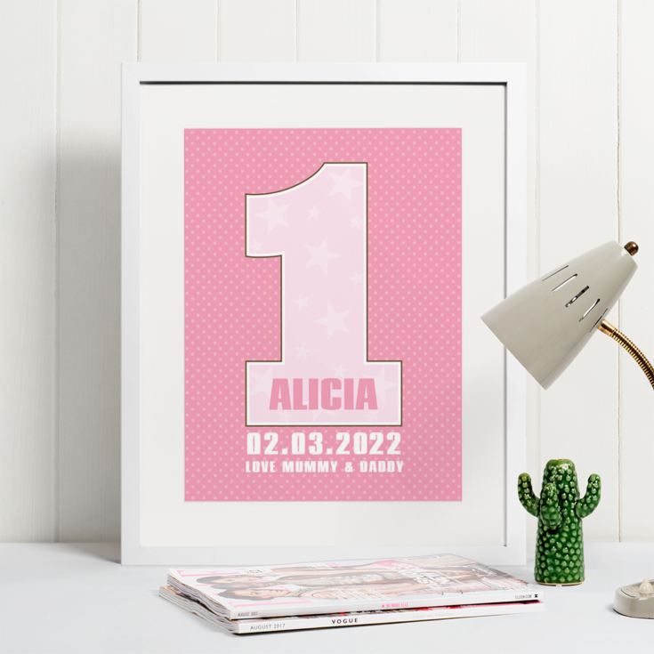 Personalised Girls First Birthday Framed Print product image