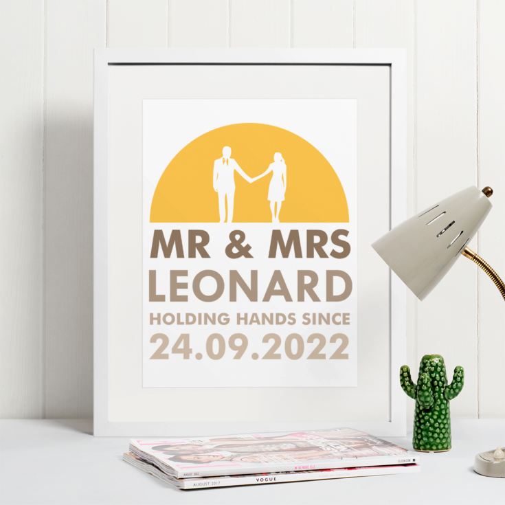 Personalised Mr & Mrs Holding Hands Framed Print product image