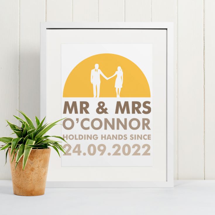 Personalised Mr & Mrs Holding Hands Framed Print product image