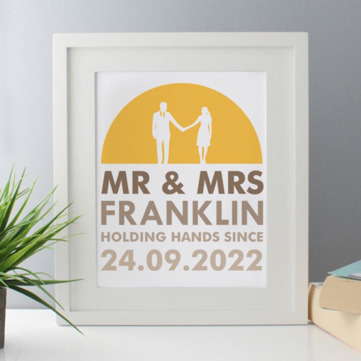 Personalised Mr & Mrs Holding Hands Framed Print product image