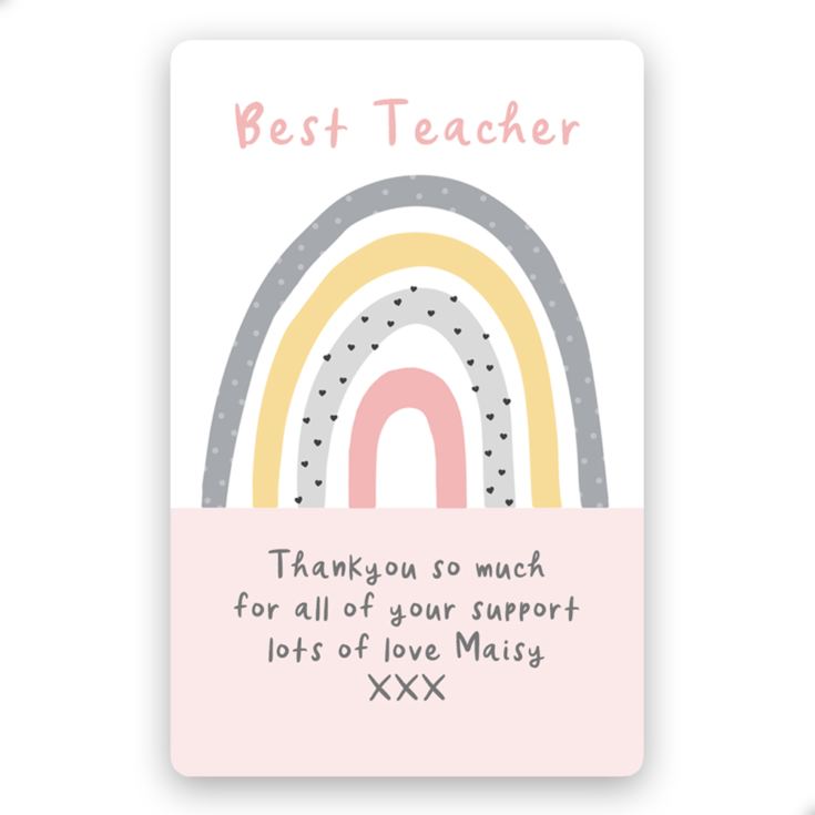 Personalised Rainbow Design Teacher Wallet Card product image