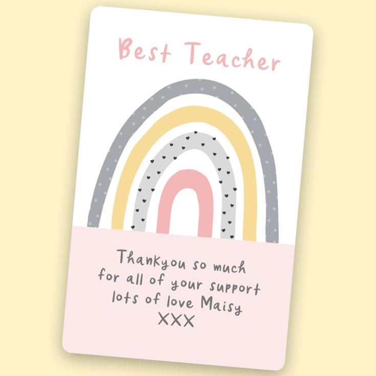 Personalised Rainbow Design Teacher Wallet Card product image