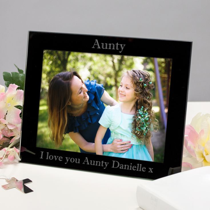 Personalised Aunty Black Glass Photo Frame product image