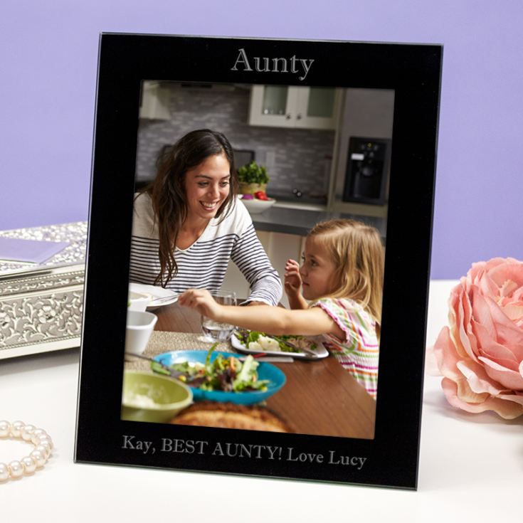 Personalised Aunty Black Glass Photo Frame product image