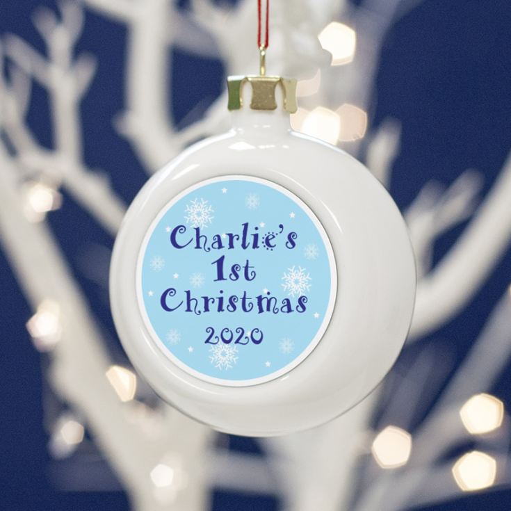 Baby Boys Personalised First Christmas Bauble The Gift Experience