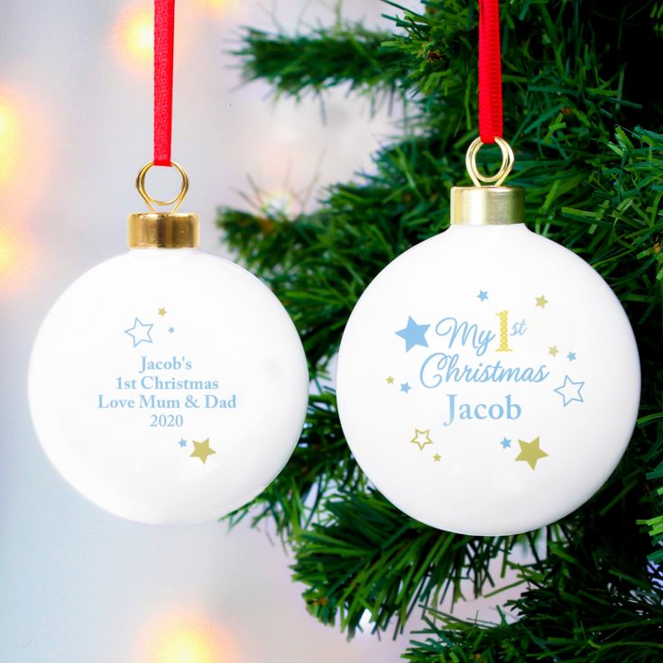 Baby Boys Personalised First Christmas Bauble product image