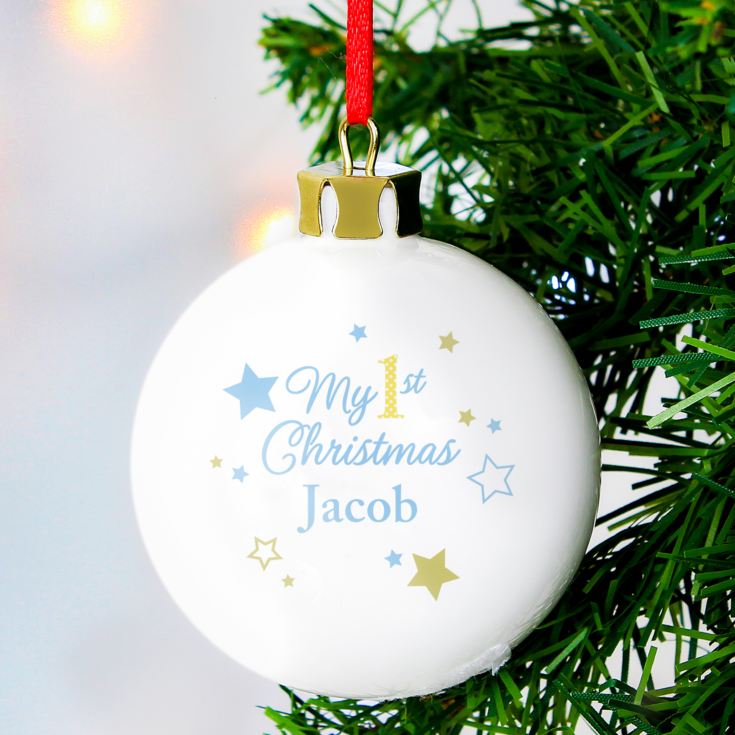 Baby Boys Personalised First Christmas Bauble product image