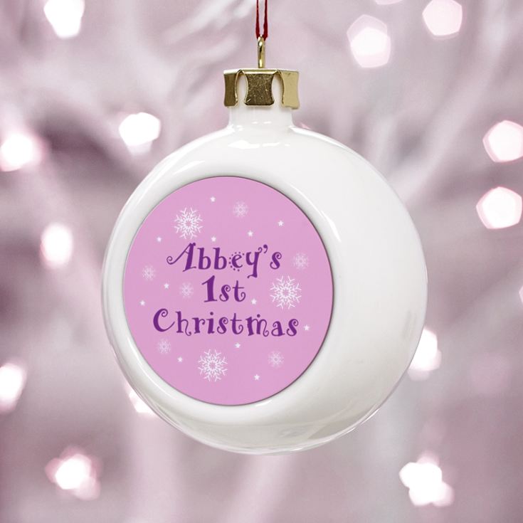 Baby Girls Personalised First Christmas Bauble The Gift Experience