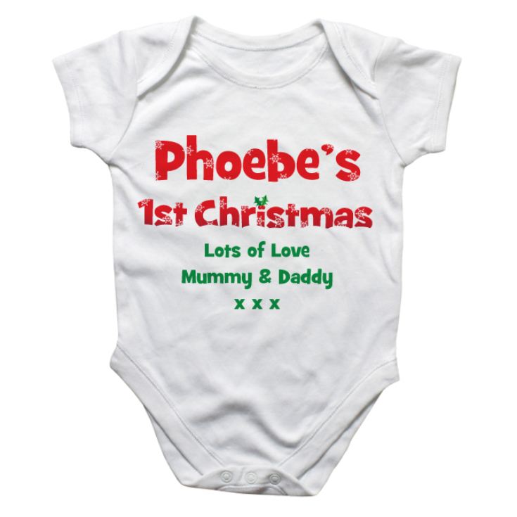 personalised 1st christmas baby grow