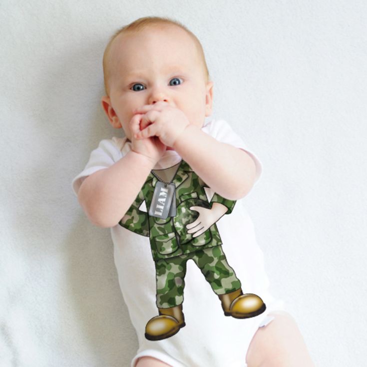 Personalised Army Baby Grow product image