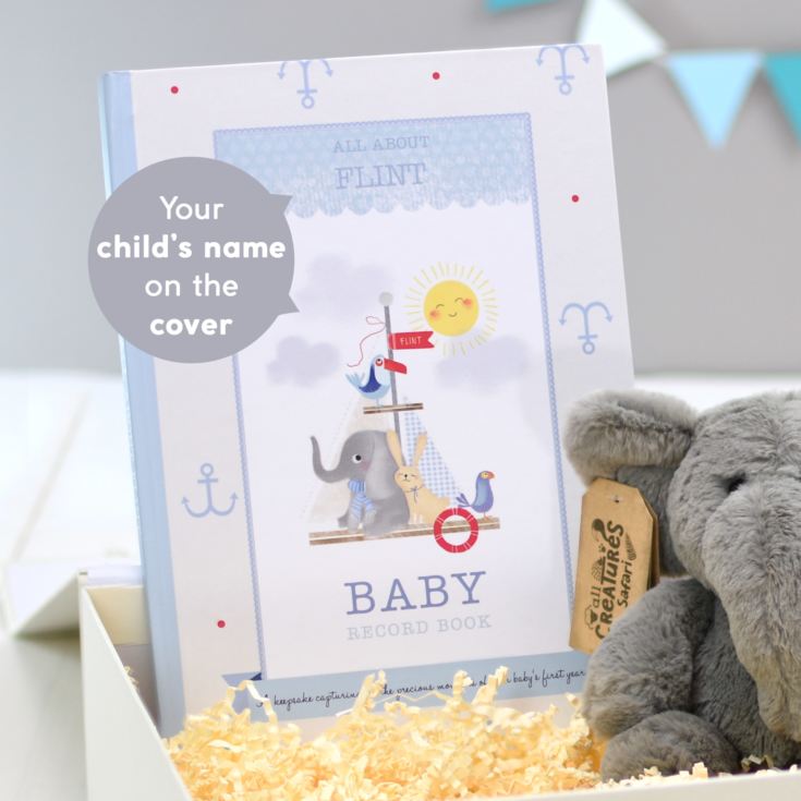 Personalised Baby Record Book with Plush Elephant product image